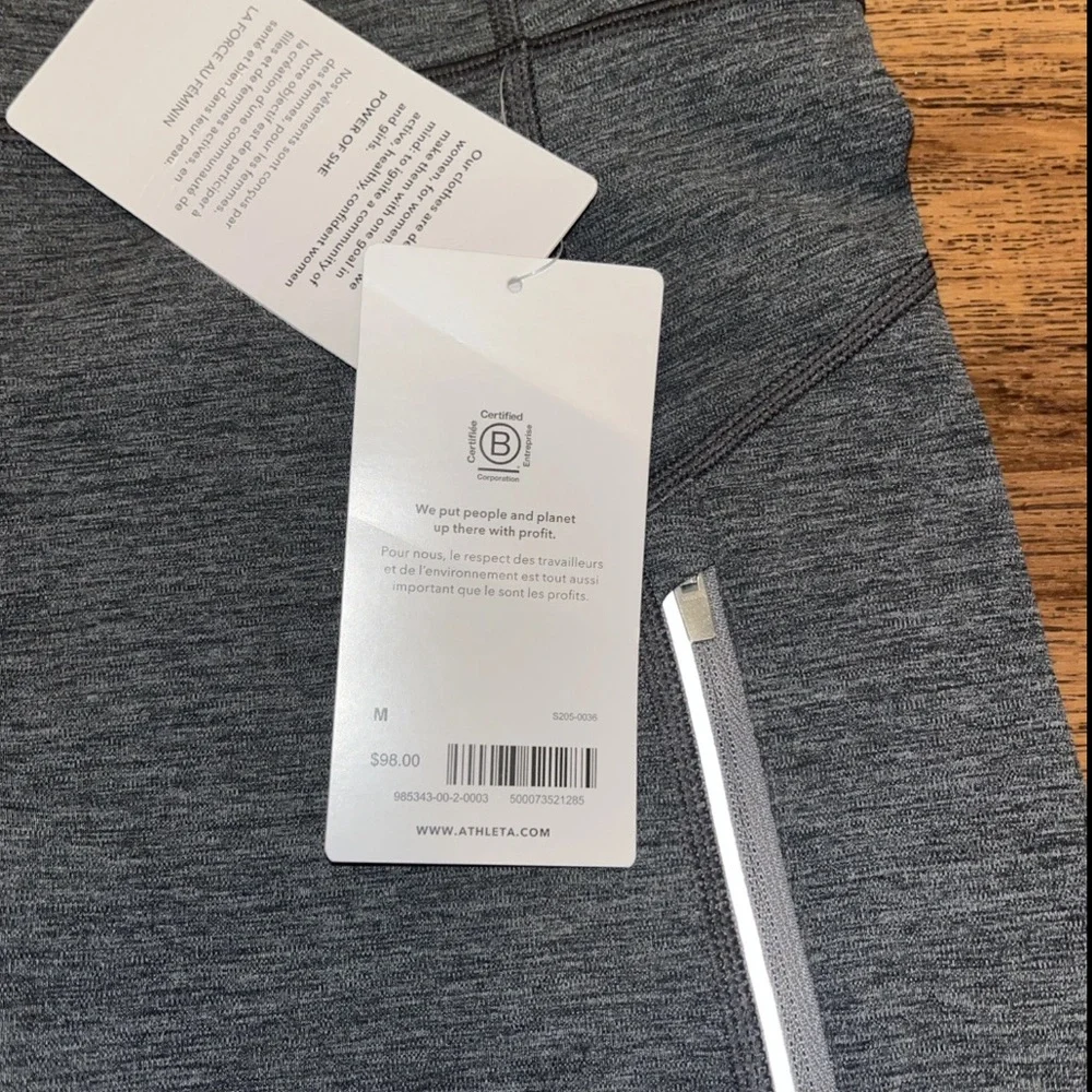 Athleta Rainier Heather Tight Grey Heather Legging Zip Up Pockets Reflective NWT - Picture 16 of 16